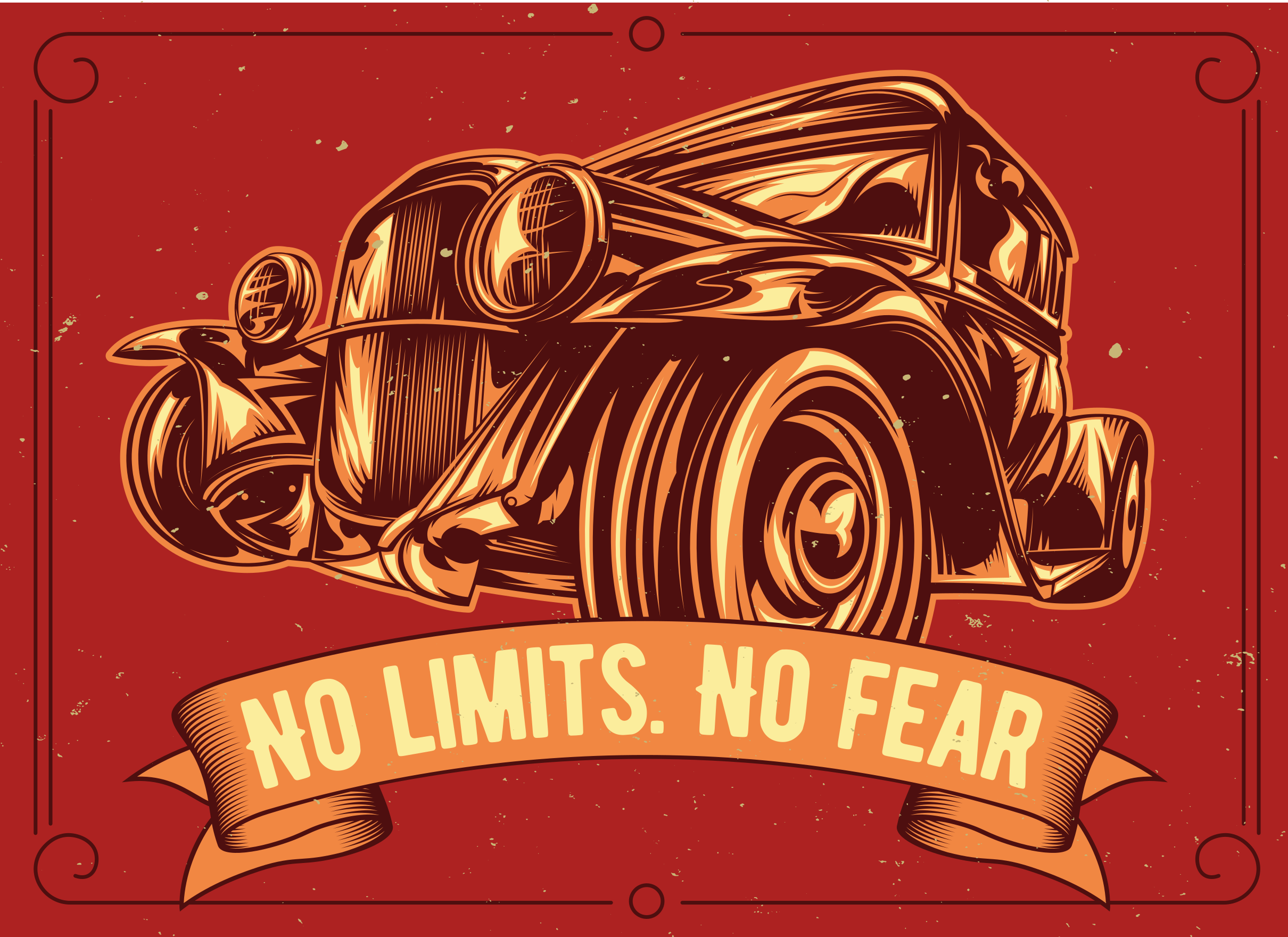 Classic car illustration custom rug - TenStickers