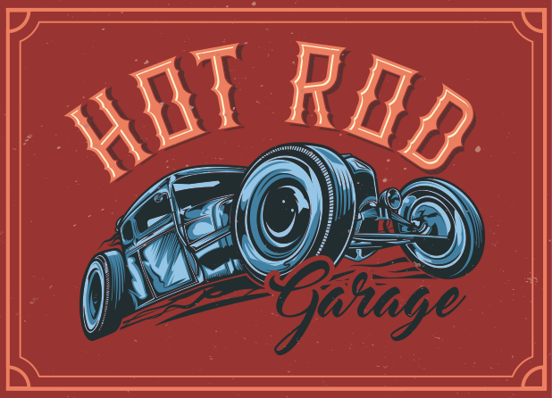 Hot rod theme vintage vinyl rug - TenStickers