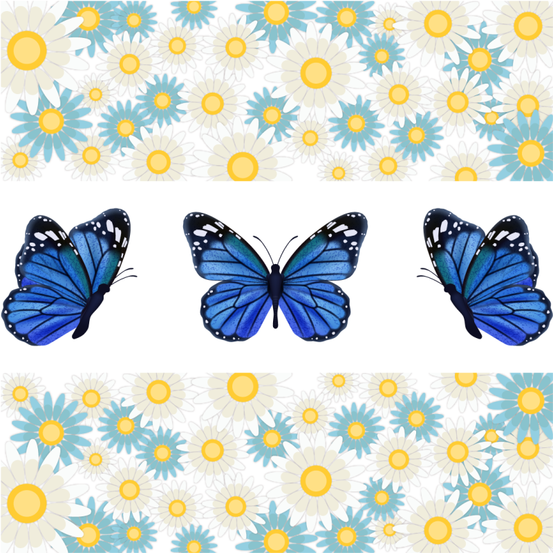 Blue butterflies floral vinyl rug - TenStickers