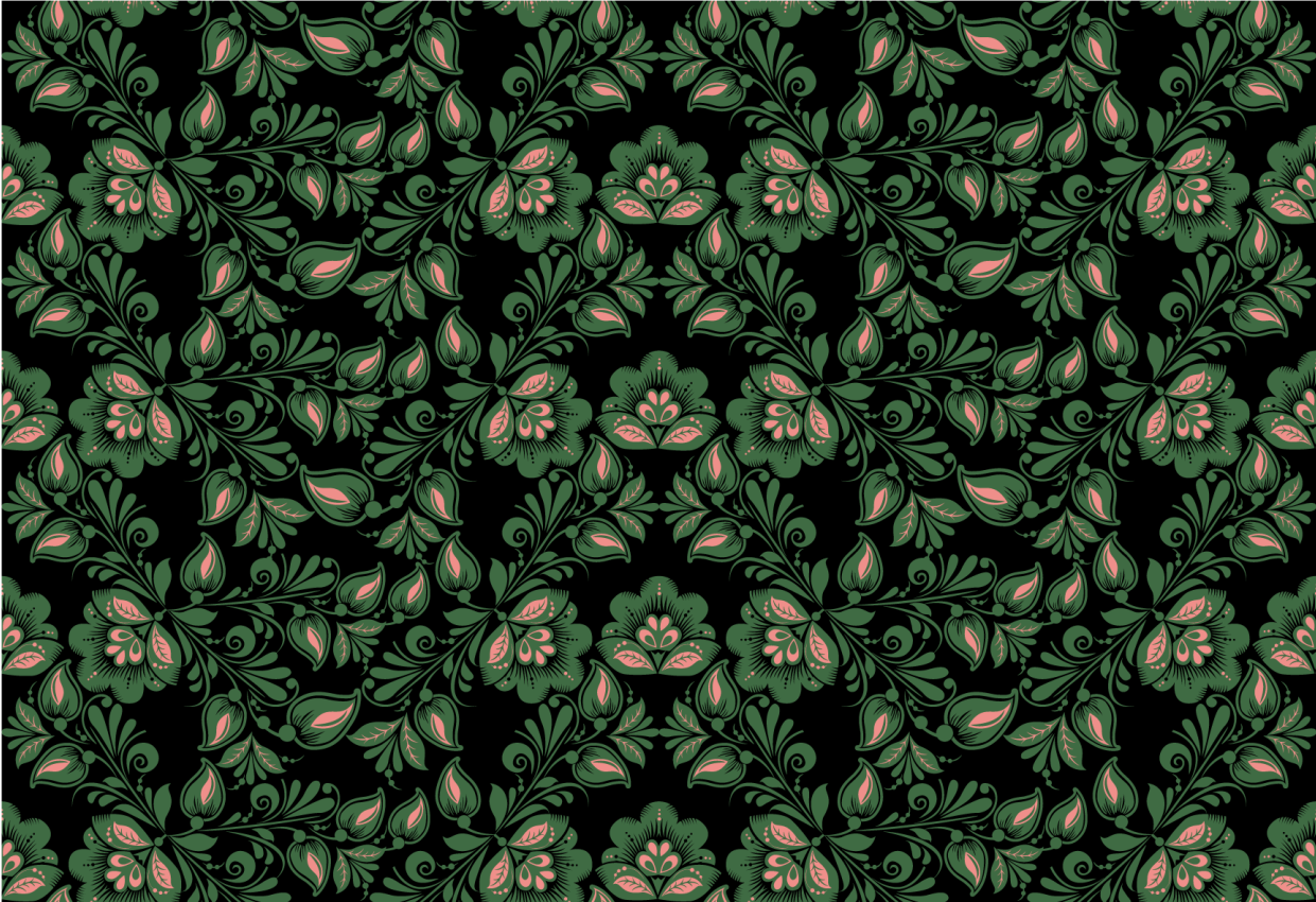 Botanical Greenery Motif floral vinyl rug - TenStickers