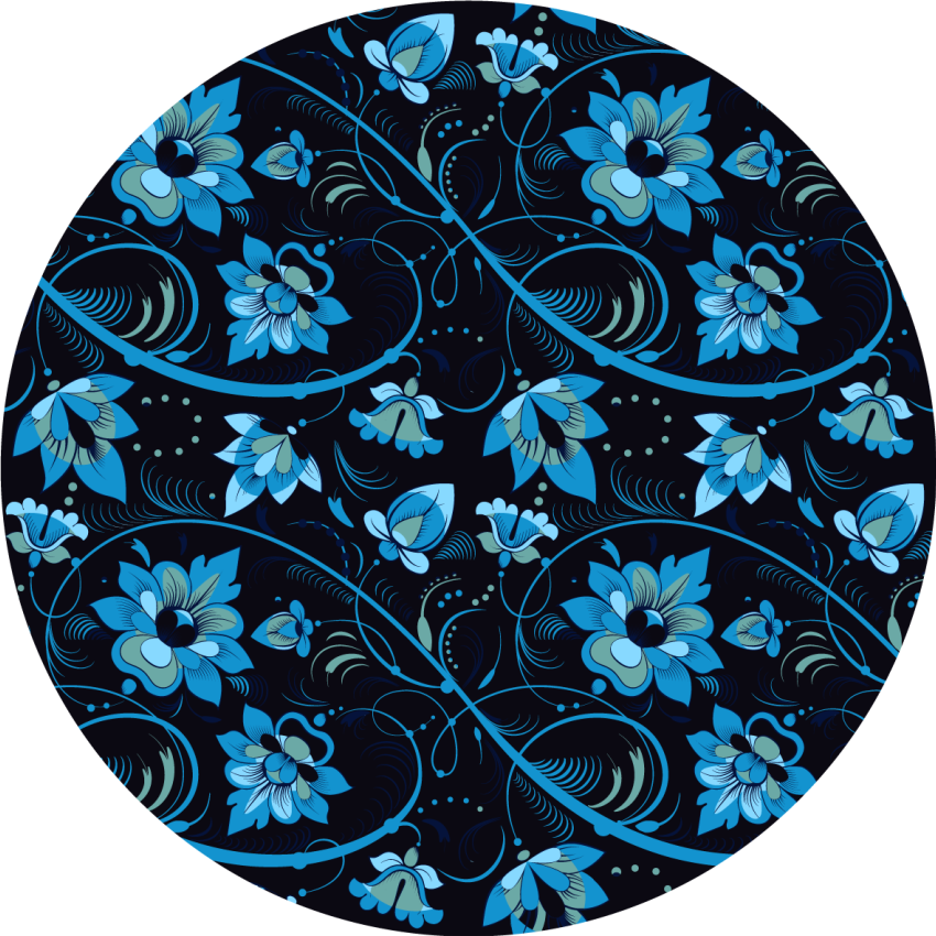 Flowery Blue Pattern floral vinyl rug - TenStickers