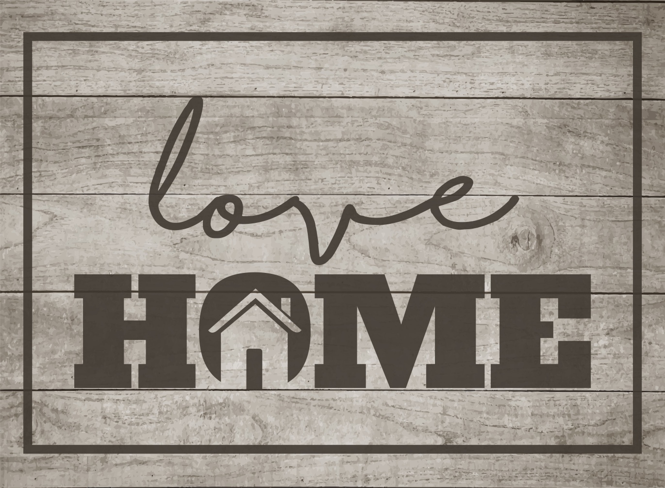 Custom rug wooden love home - TenStickers