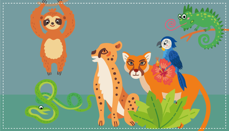 Jungle creature play area animal vinyl rug - TenStickers