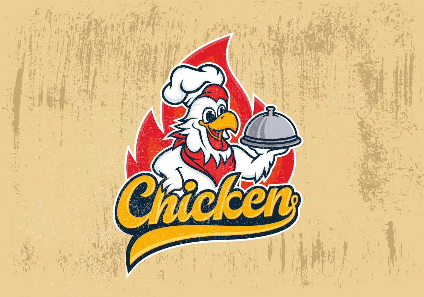 Cheerful Chicken Logo kitchen vinyl rug - TenStickers