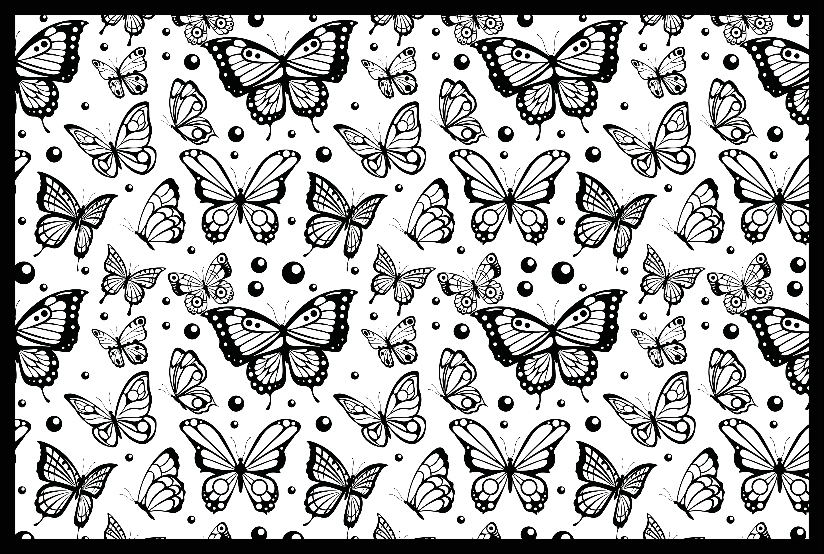 Black Butterfly Pattern floral vinyl rug - TenStickers