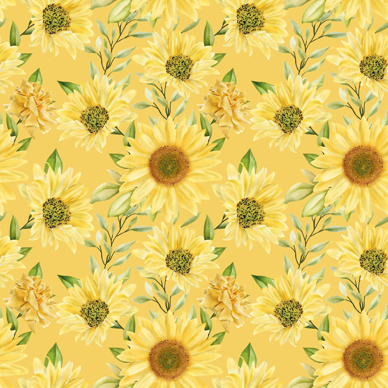 Sunflower Emblem floral vinyl rug - TenStickers