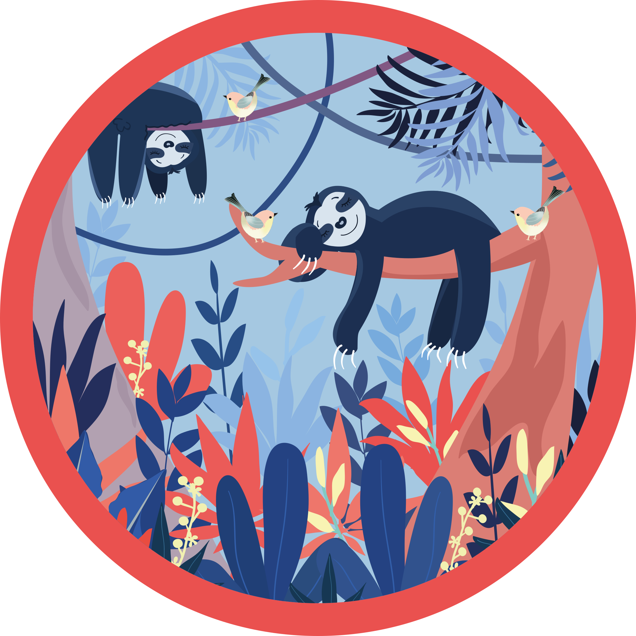 Sloth Jungle Scene animal print vinyl rug - TenStickers