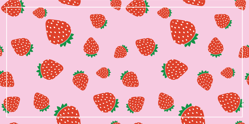 Pink strawberry motif floral vinyl rug - TenStickers
