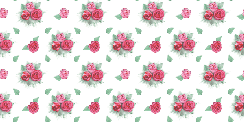 set of roses floral vinyl rug - TenStickers