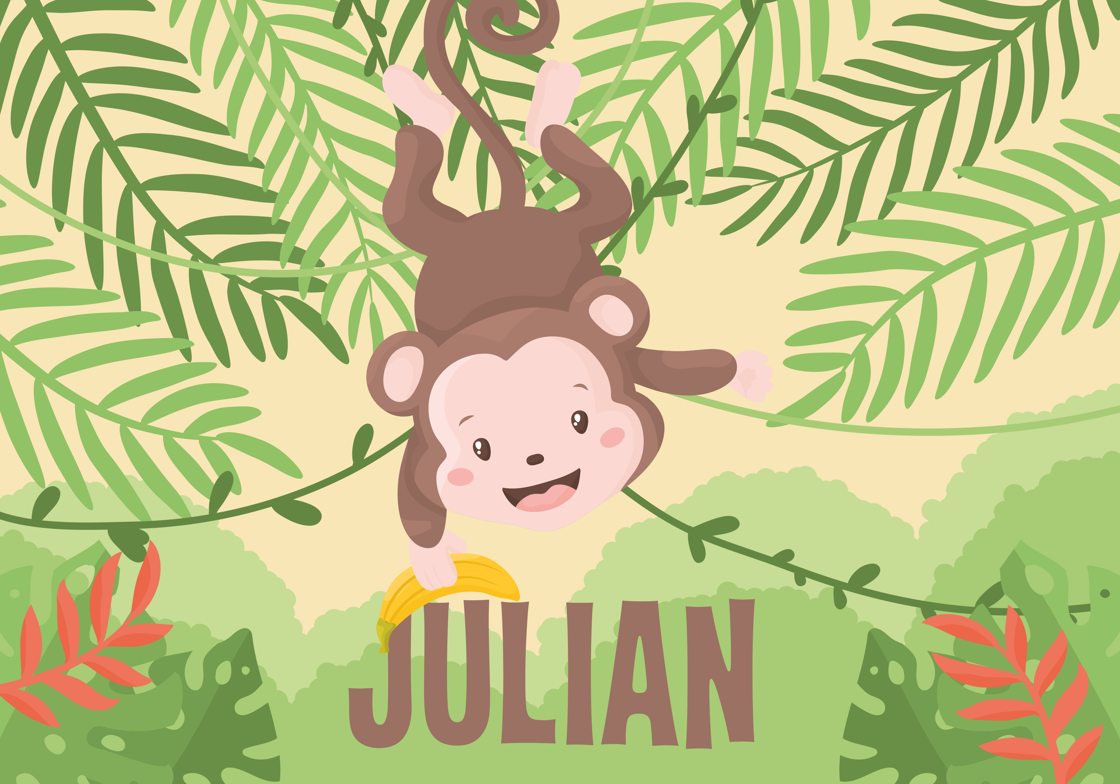 Playful Monkey Theme custom vinyl rug - TenStickers