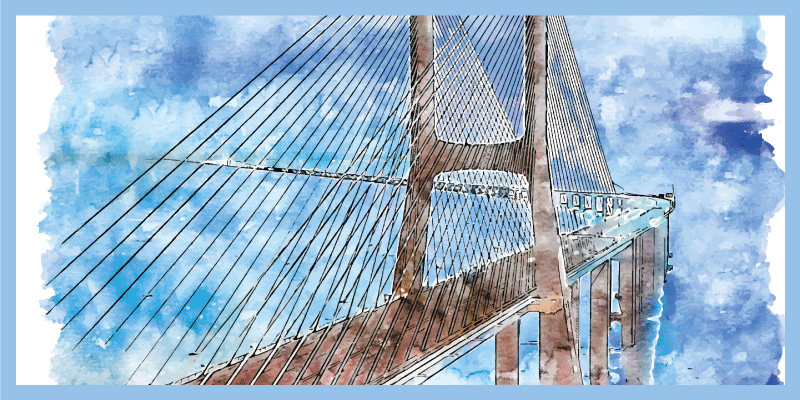 Bridge Illustration living room vinyl rug - TenStickers