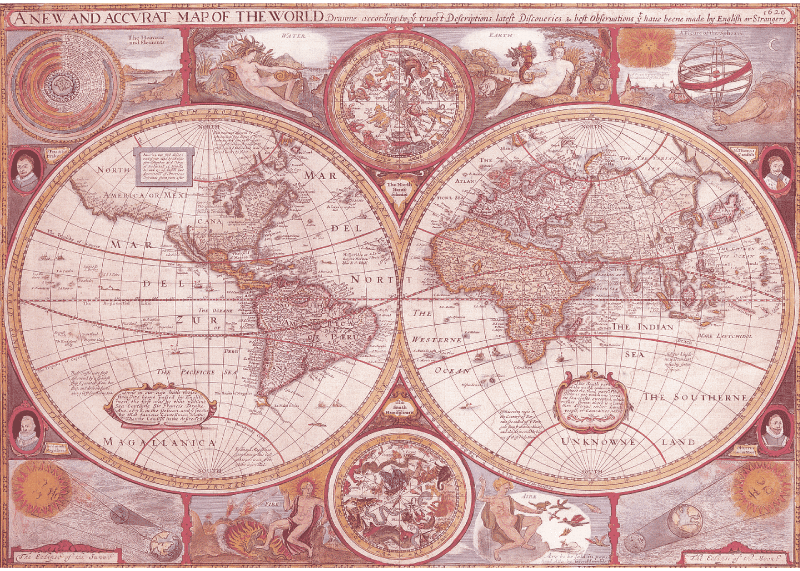 Vintage Globe Chart world map vinyl rug - TenStickers