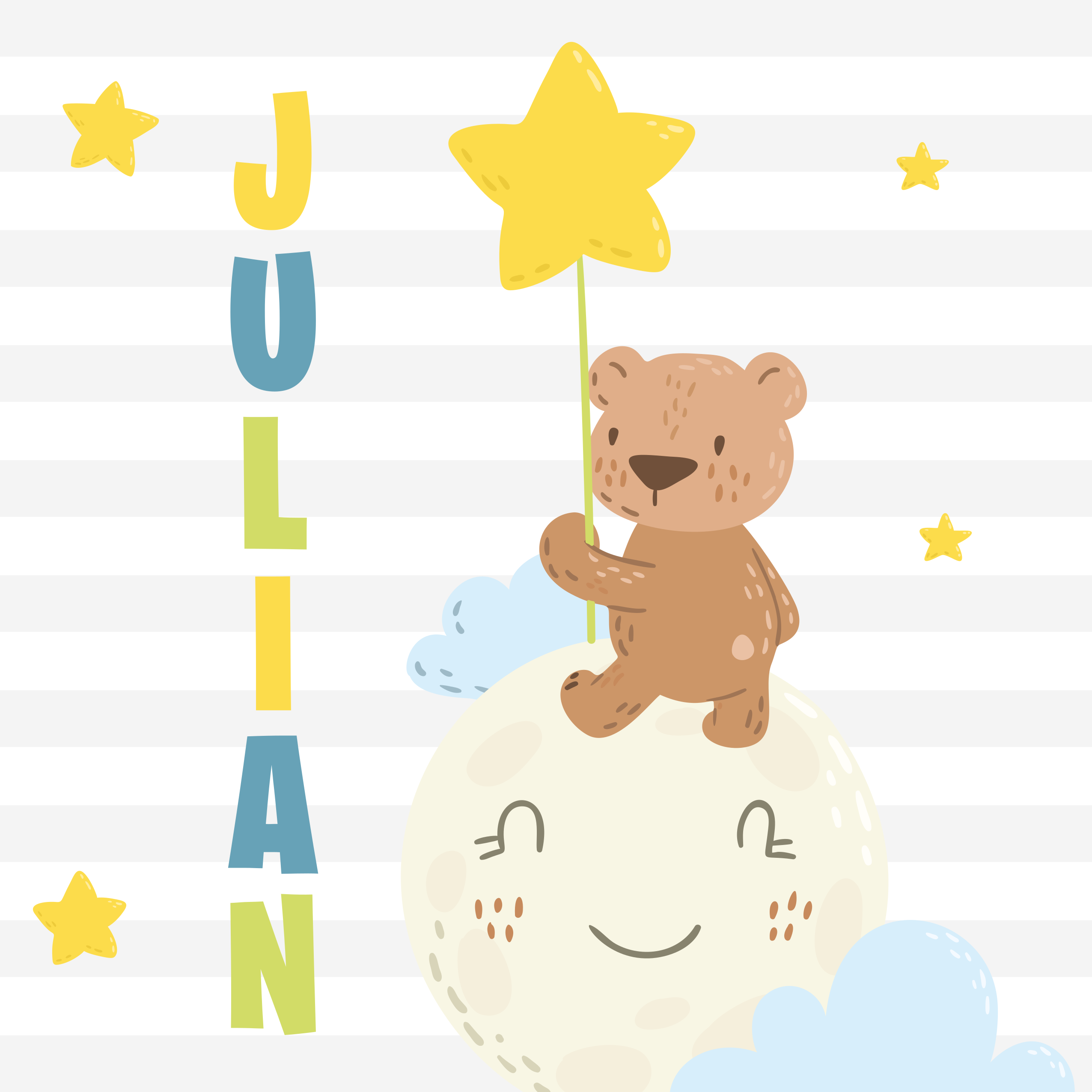 Bear with Star custom vinyl rug - TenStickers