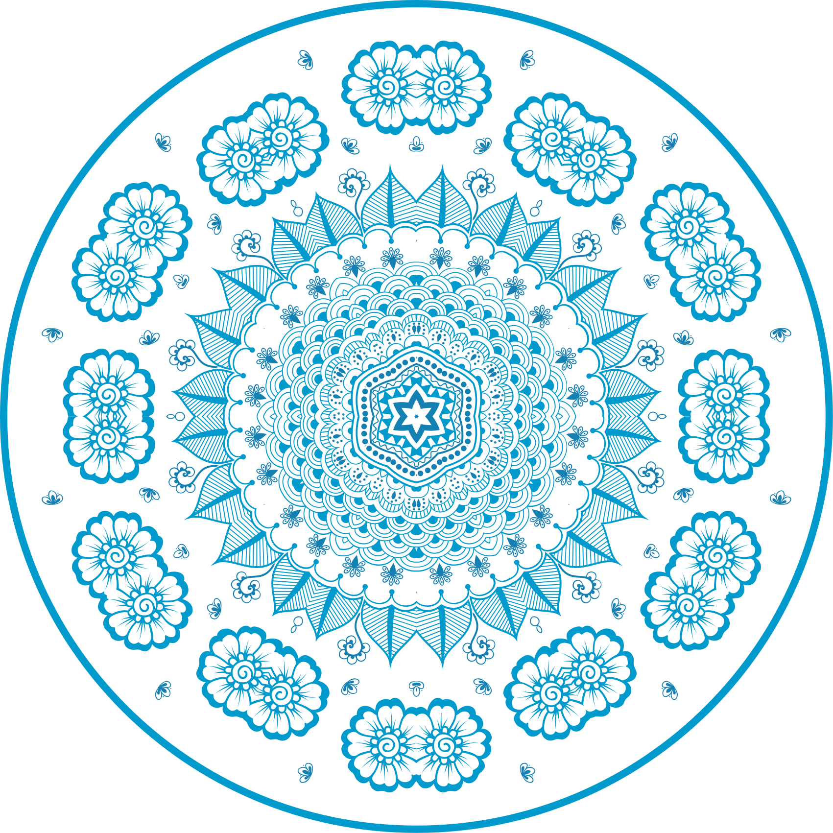 Intricate Floral Inspiration mandala vinyl rug - TenStickers
