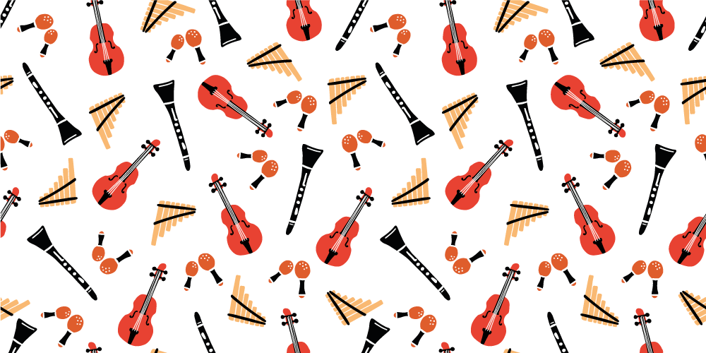 Musical Instrument Pattern kids vinyl rug - TenStickers