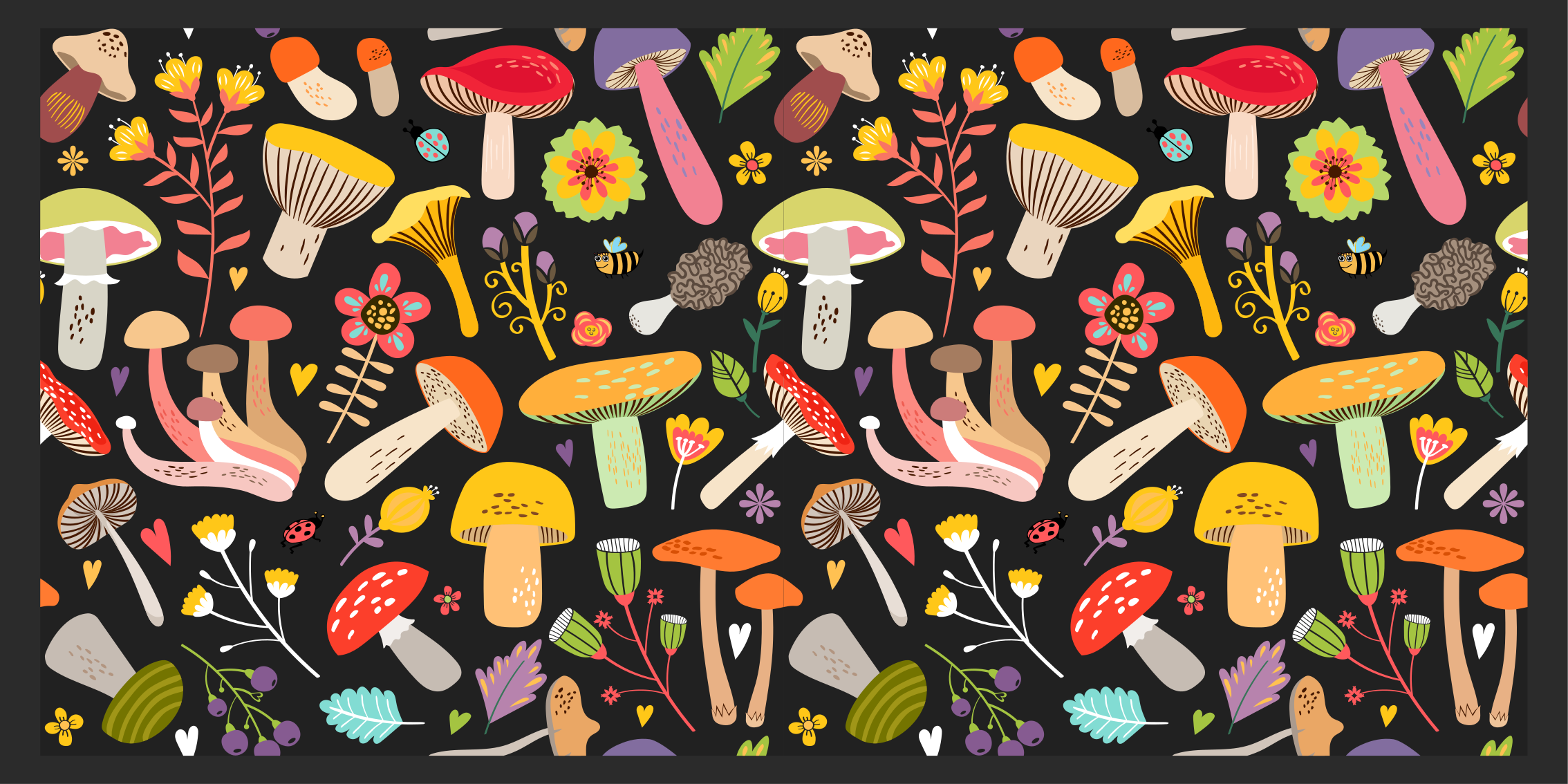 Colorful Mushroom Collection nature vinyl rug - TenStickers