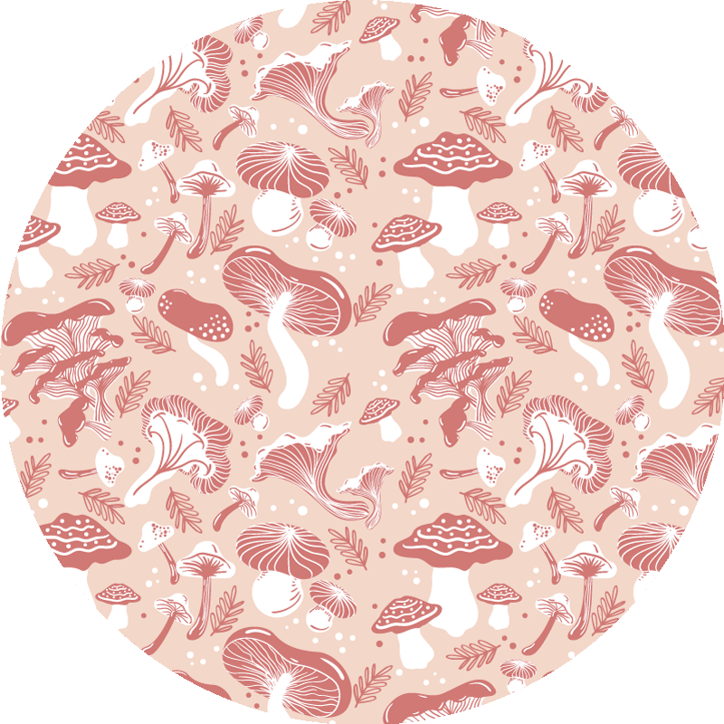 Mushroom Botanical Art circular vinyl rug - TenStickers