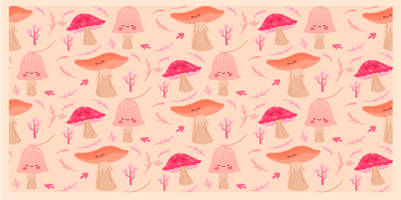 Happy classical mushrooms floral vinyl rug - TenStickers