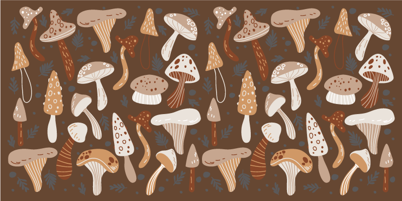 Mushroom Patterns nature vinyl rug - TenStickers