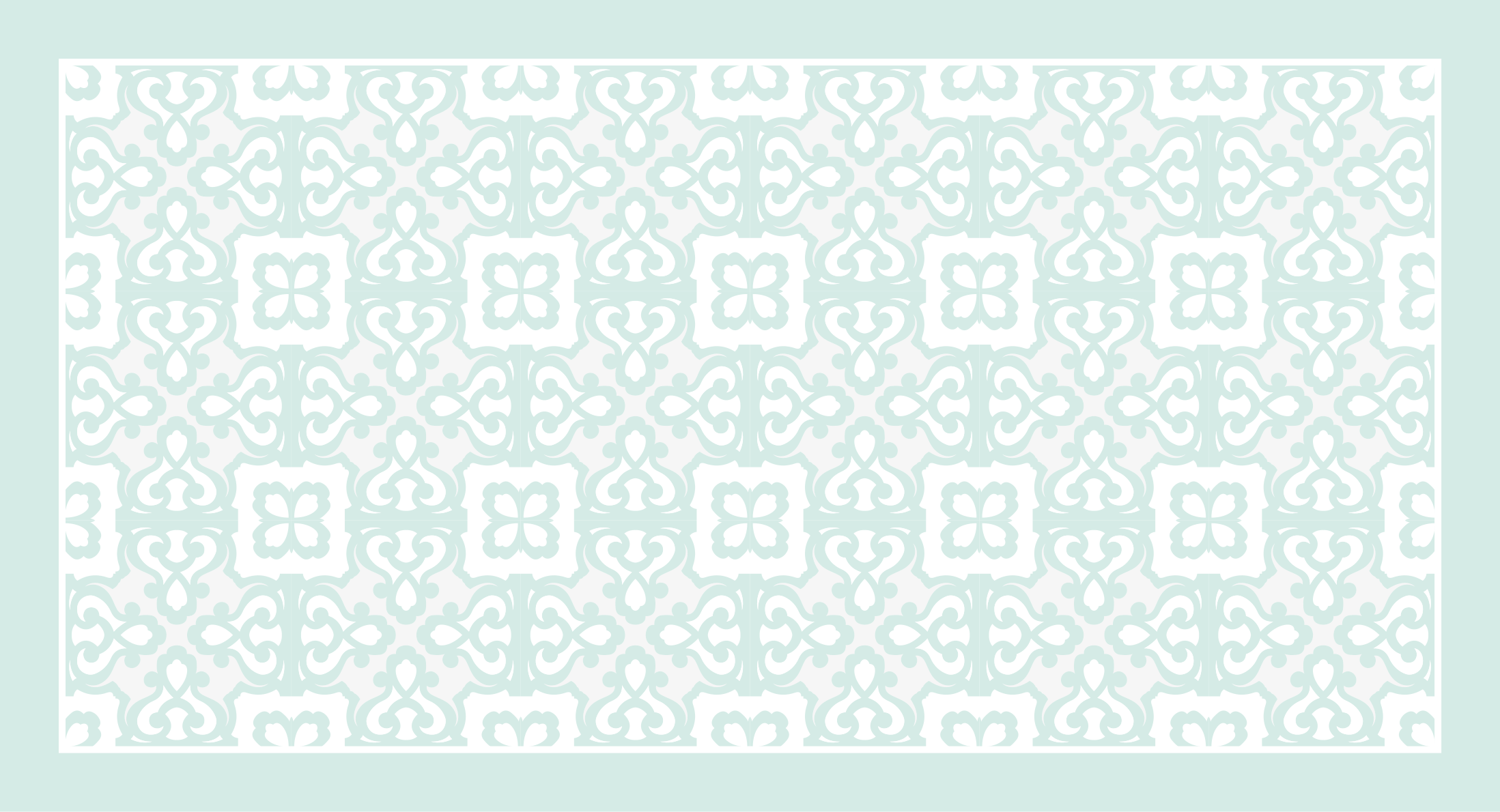 Light aquamarine vintage floral tiles bathroom vinyl rug - TenStickers