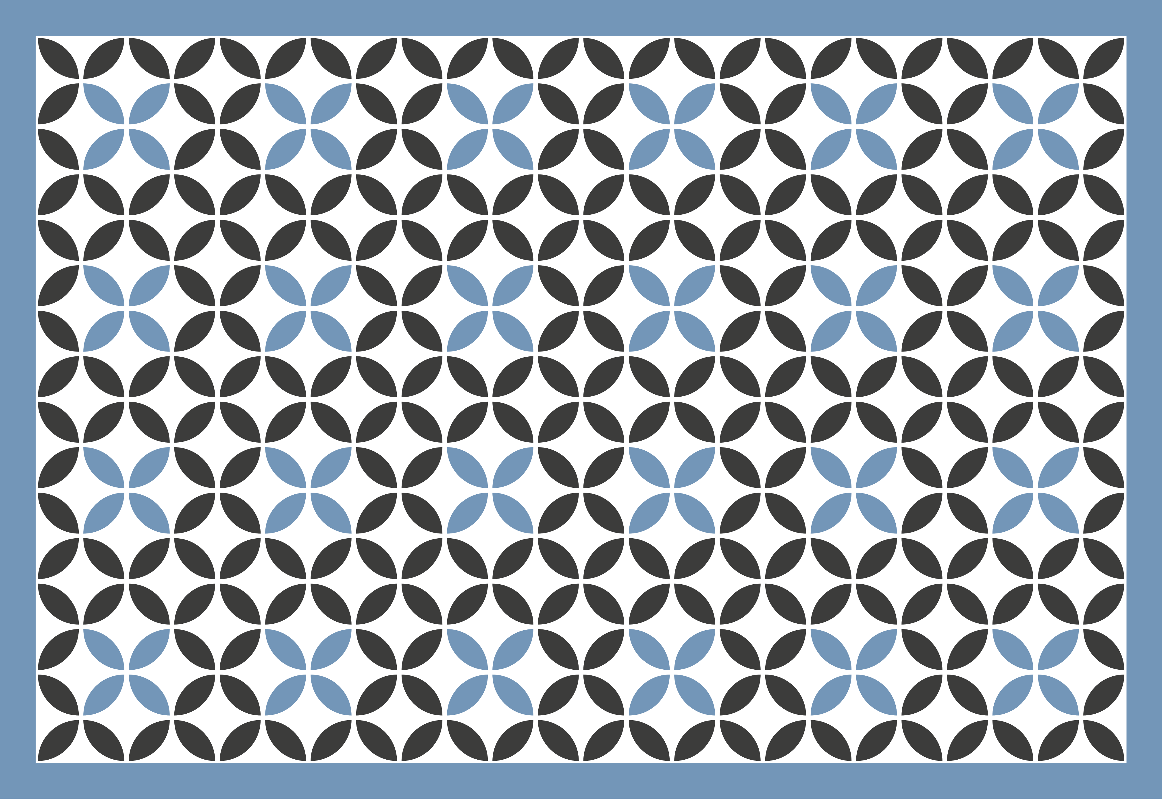 Overlay blue circular pattern geometric vinyl rug - TenStickers