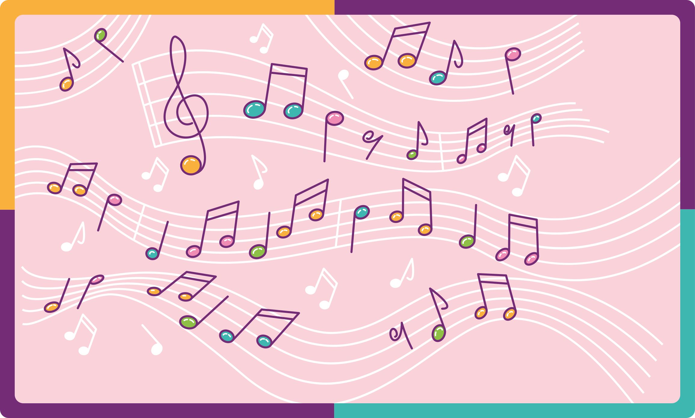 Melodic Note Flow teen vinyl rug - TenStickers