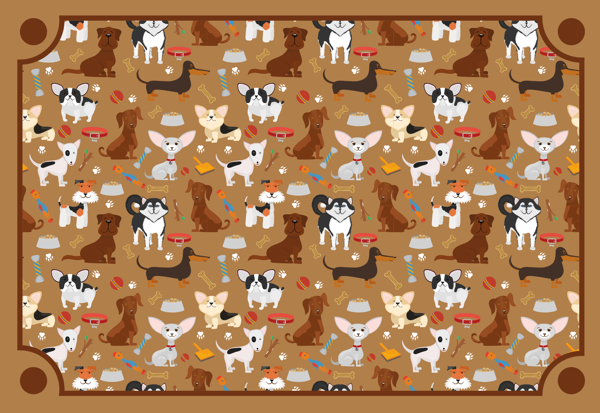 Cute Dog Patterns animal vinyl rug - TenStickers