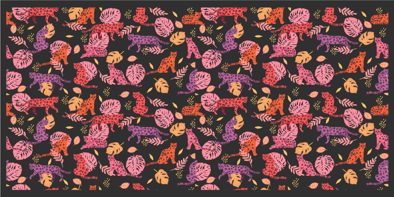 Colorful Jungle Cats animal vinyl rug - TenStickers