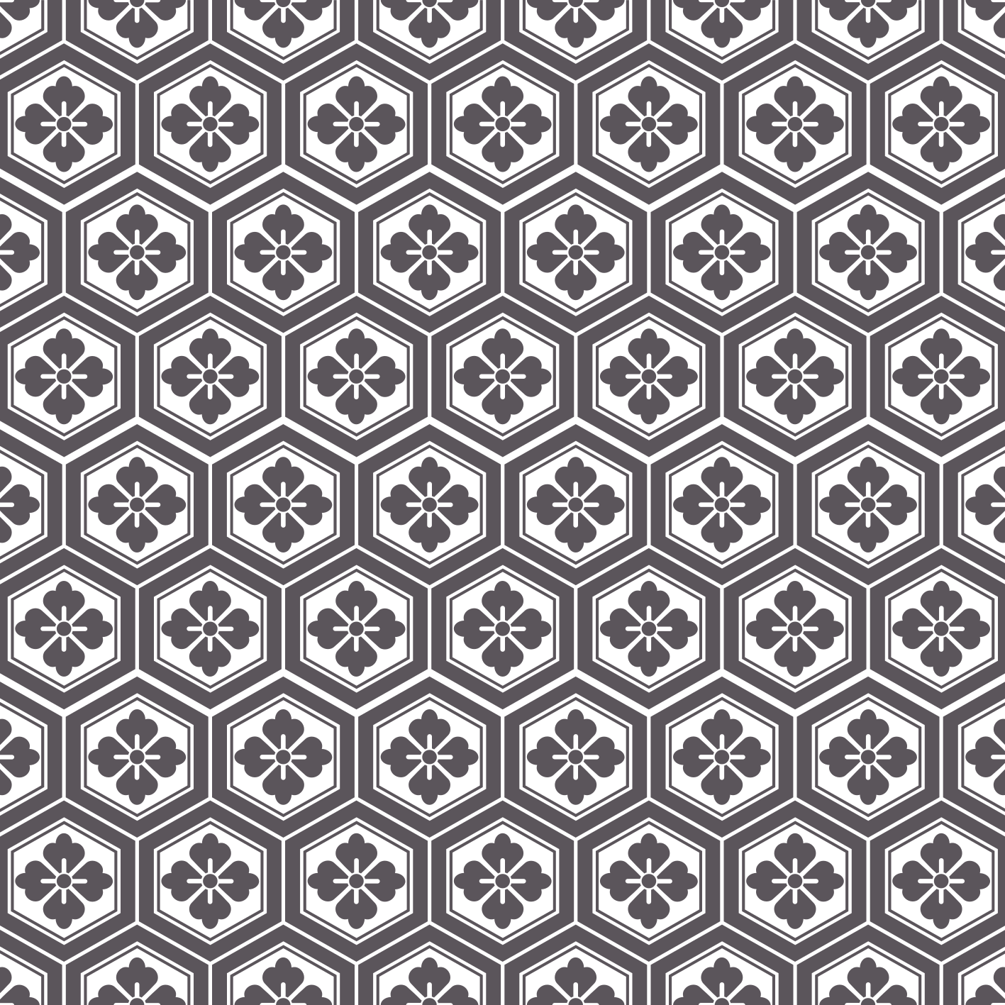 Hexagonal Floral Pattern marble vinyl rug - TenStickers