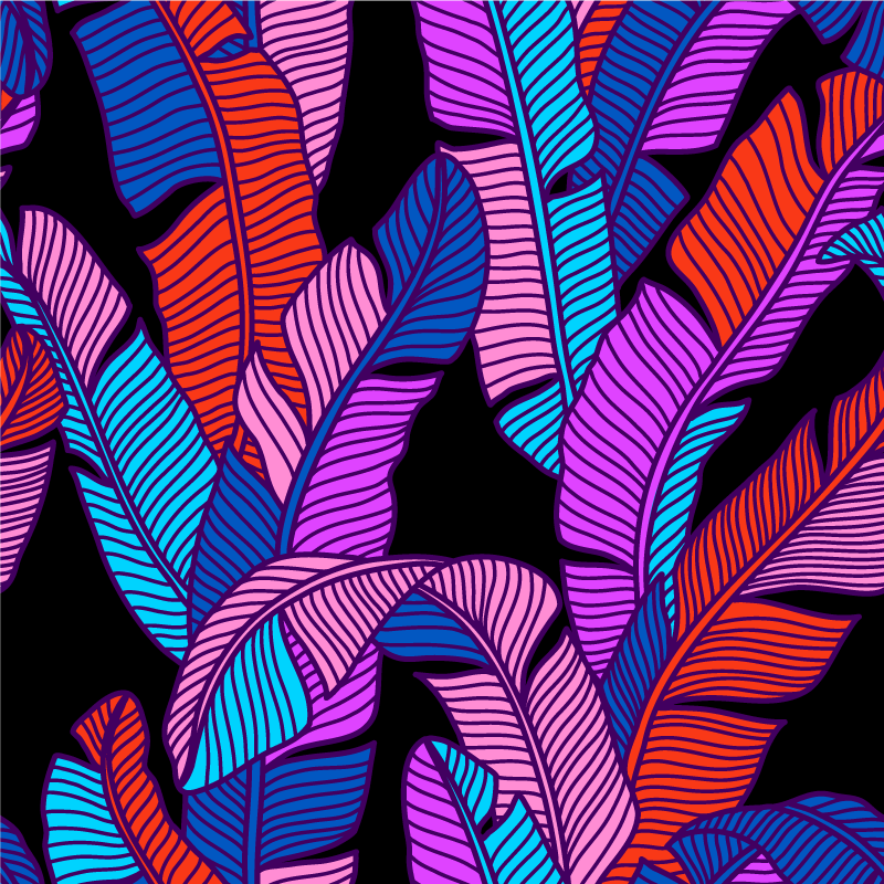 Vibrant leaf patterns floral vinyl rug - TenStickers