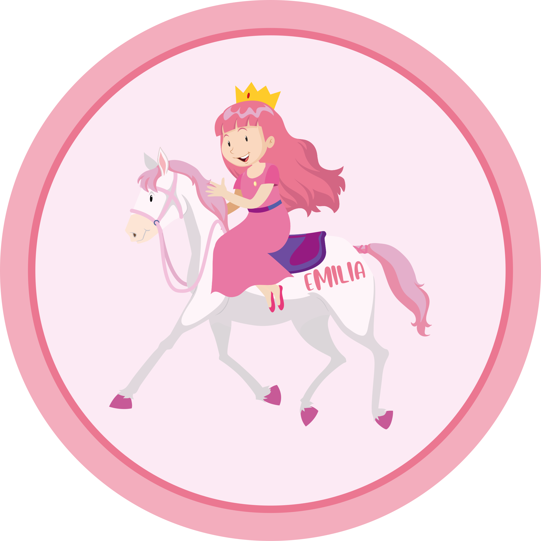 Custom princess on unicorn kids vinyl rug - TenStickers