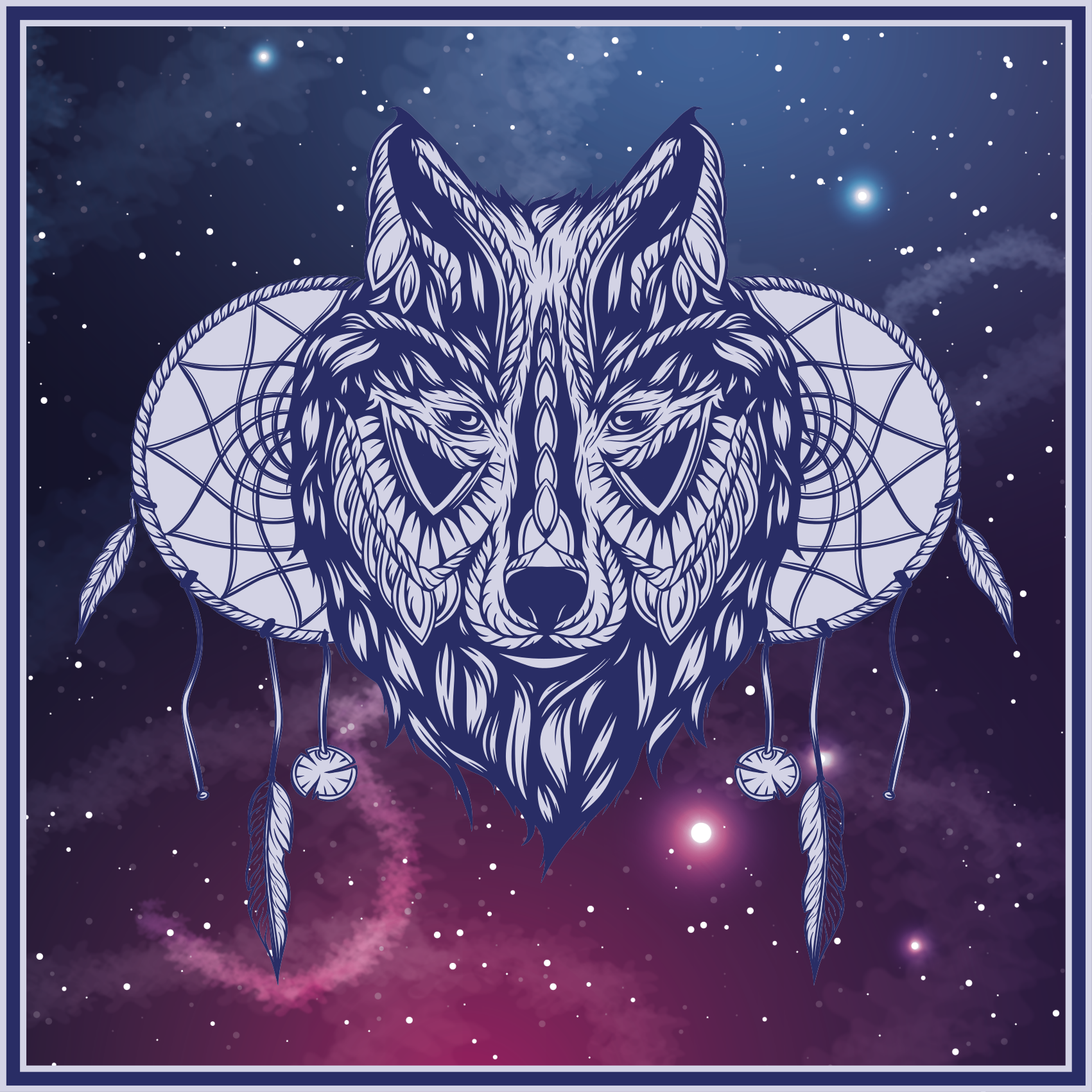 Wolf dreamcatcher motif bedroom vinyl rug - TenStickers