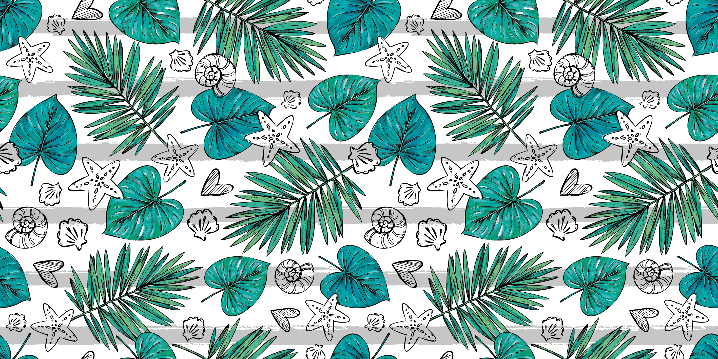 Tropical Leaf Illustrations nature vinyl rug - TenStickers