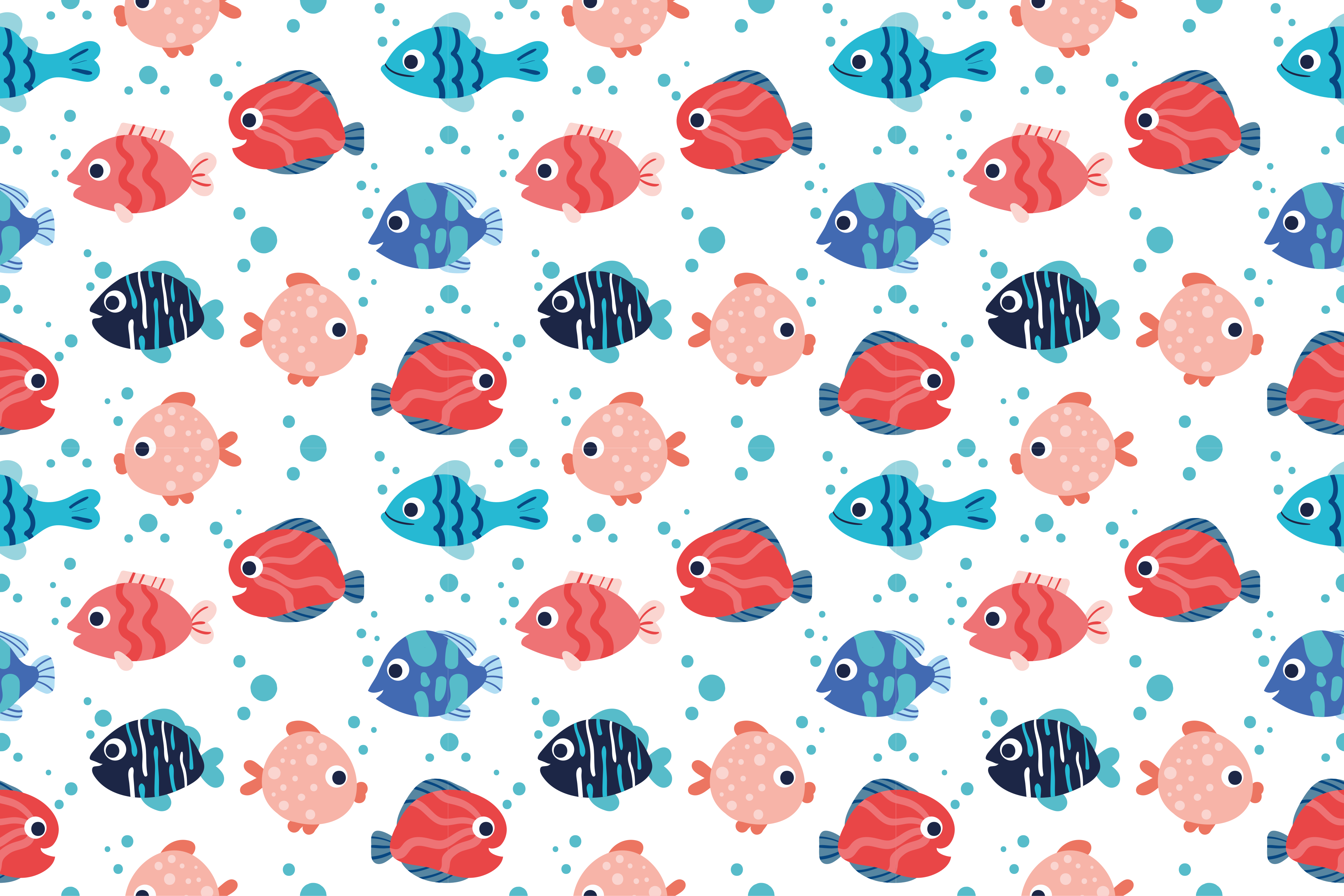 Vibrant Fish Motifs kids vinyl rug - TenStickers