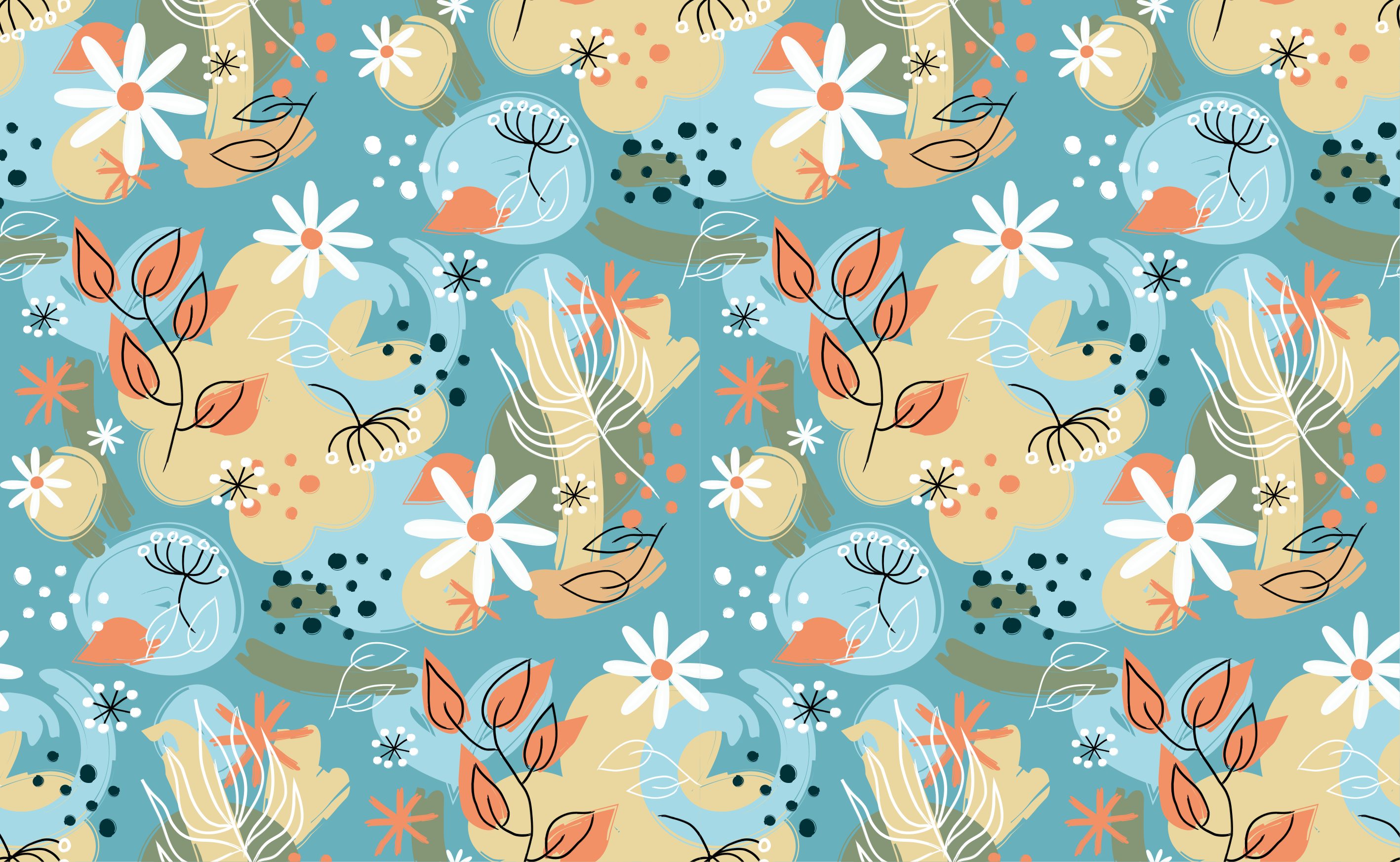 Floral vinyl rug with floral abstract designs - TenStickers