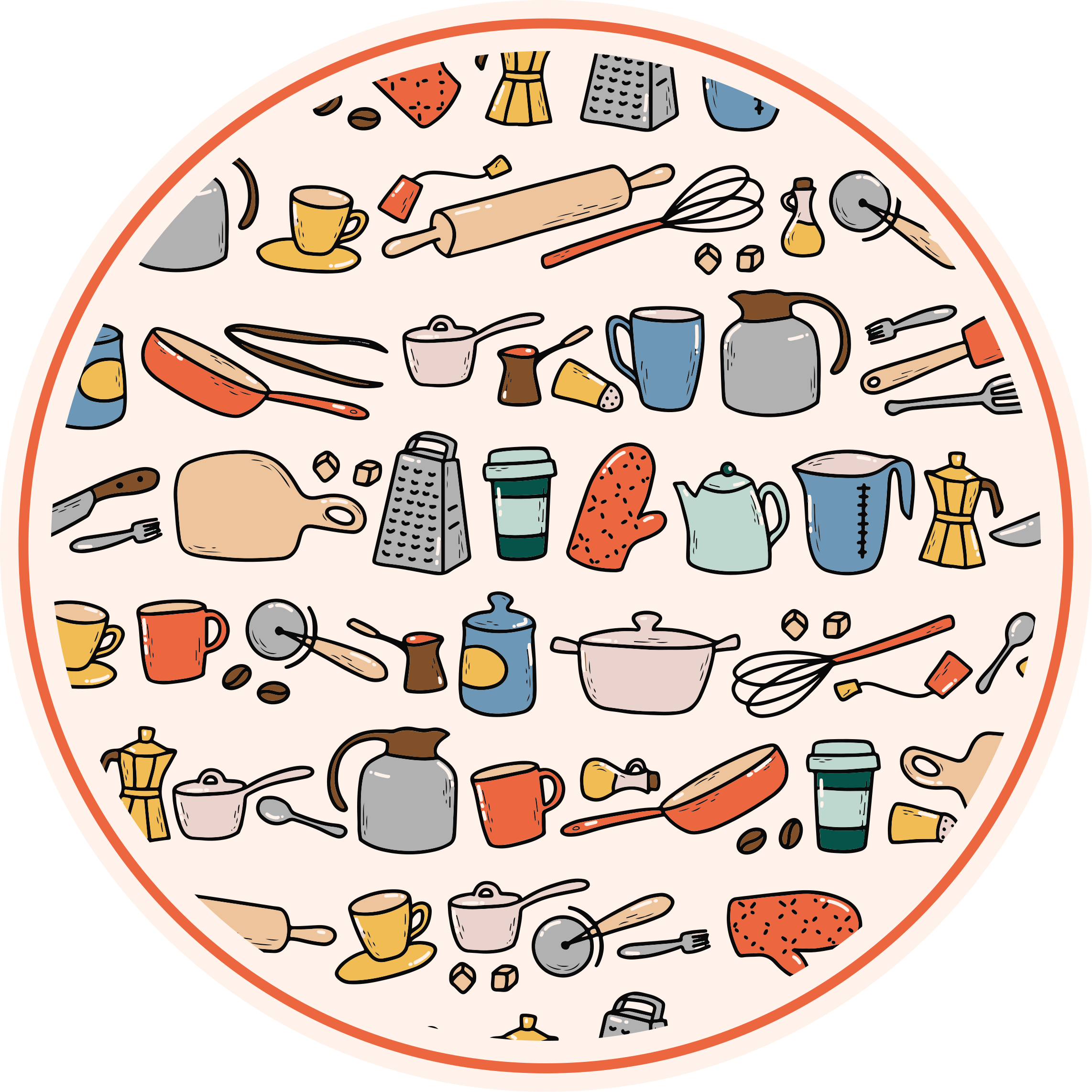 Kitchen vinyl rug kitchen tool set - TenStickers