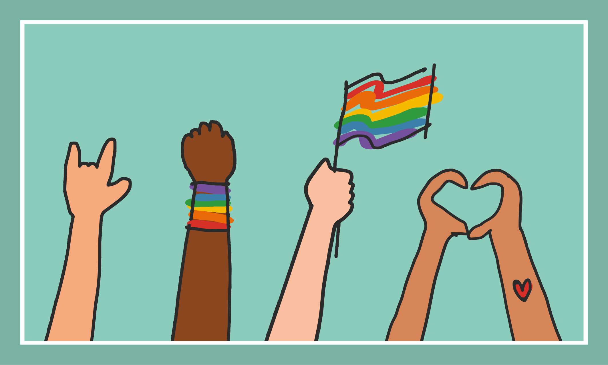 Diverse Hands Up event vinyl rug - TenStickers