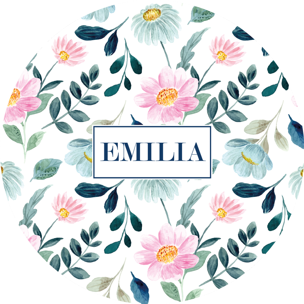 Floral name personalisation bedroom vinyl rug - TenStickers