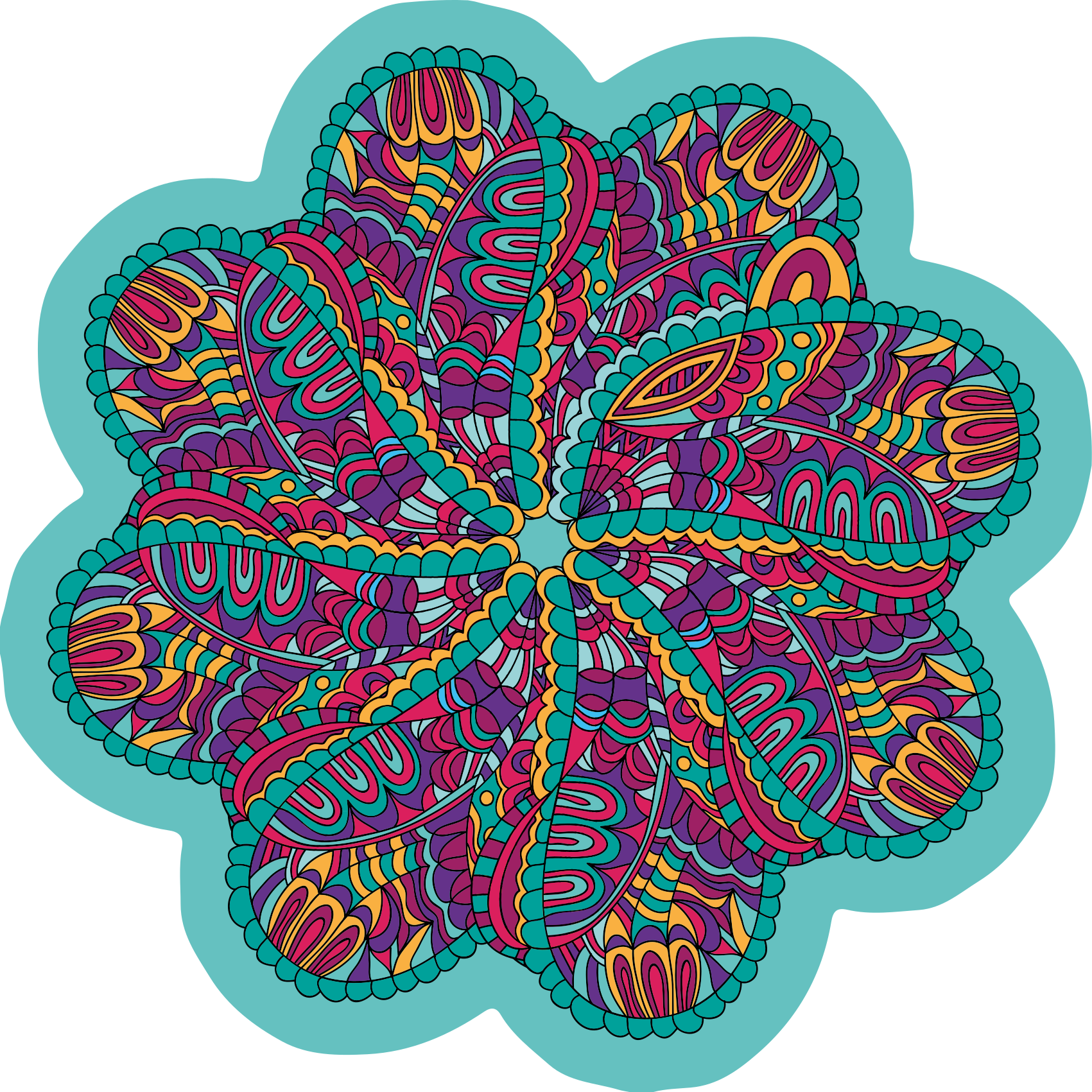 Vibrant colorful motif mandala vinyl rug - TenStickers