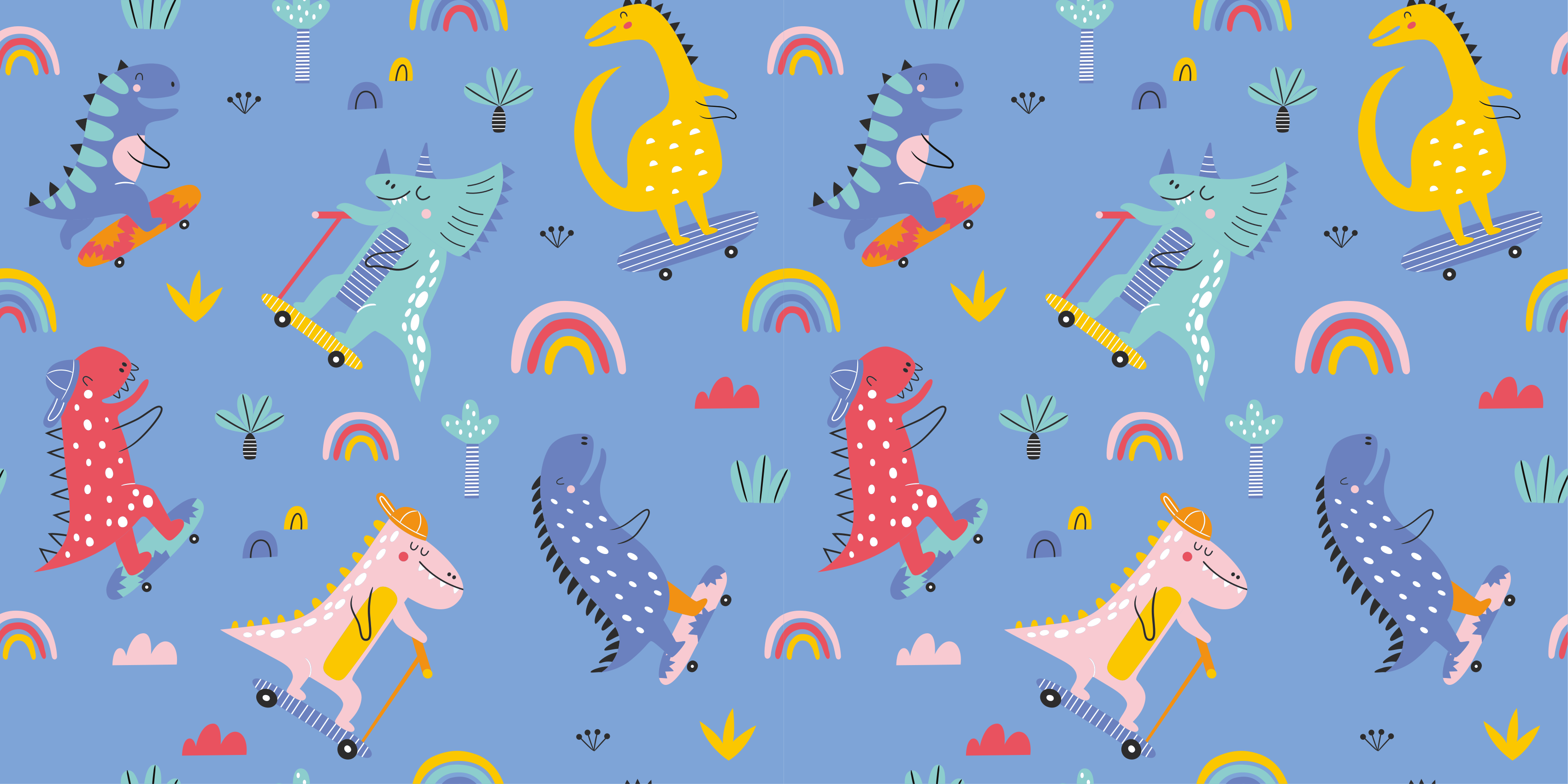 Colorful Dinosaur adventure kids vinyl rug - TenStickers