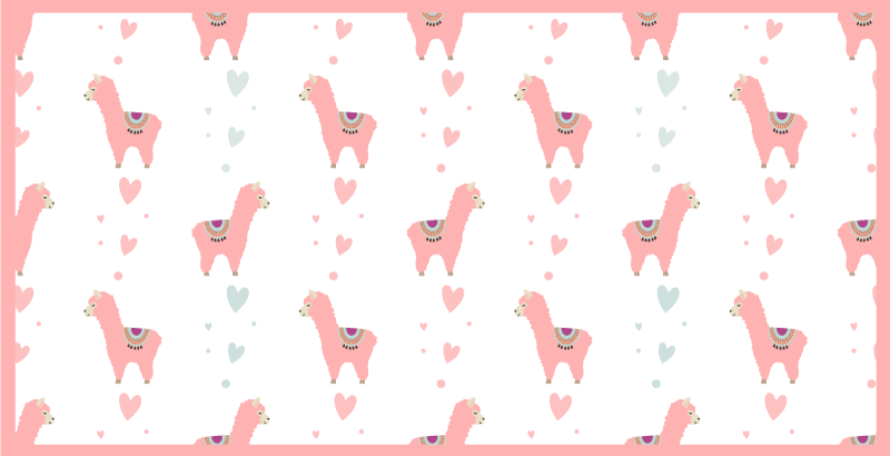 Llama Love Pattern nursery vinyl rug - TenStickers