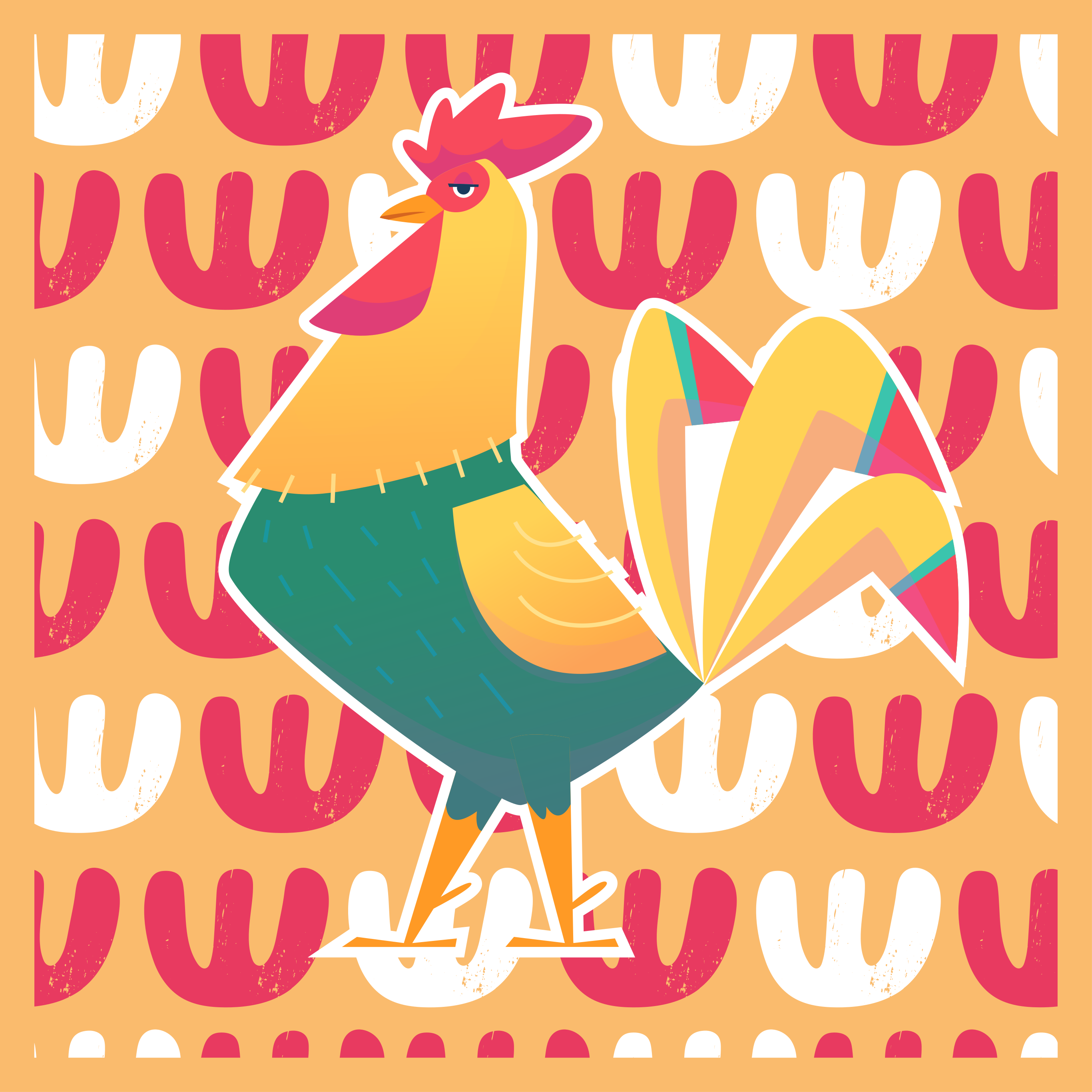 Colorful Rooster Art animal vinyl rug - TenStickers