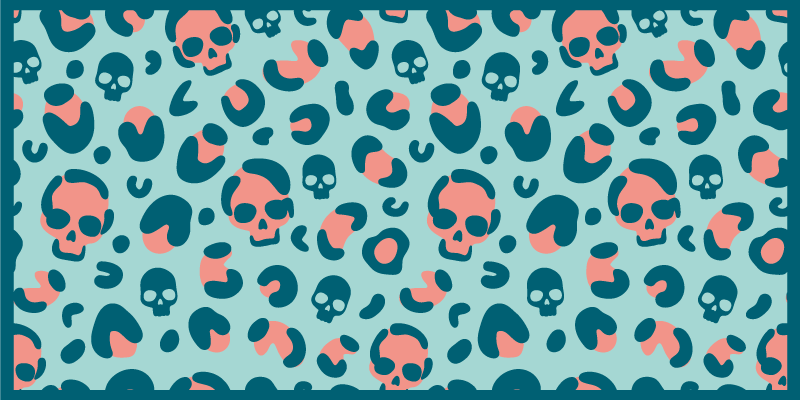 Blue and pink skull leopard pattern bedroom rug - TenStickers