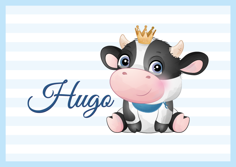 Baby Cow With Name nursery vinyl rug - TenStickers