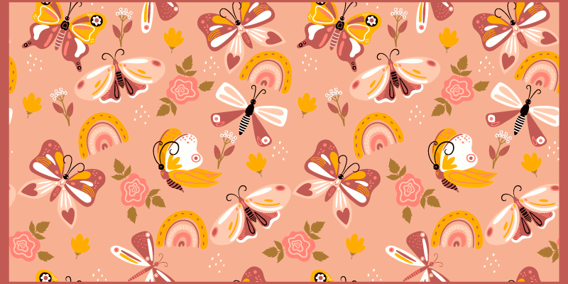 Colorful Floral Butterflies nursery vinyl rug - TenStickers