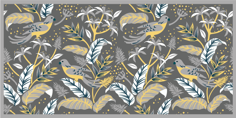 Tropical Greenery Print floral vinyl rug - TenStickers