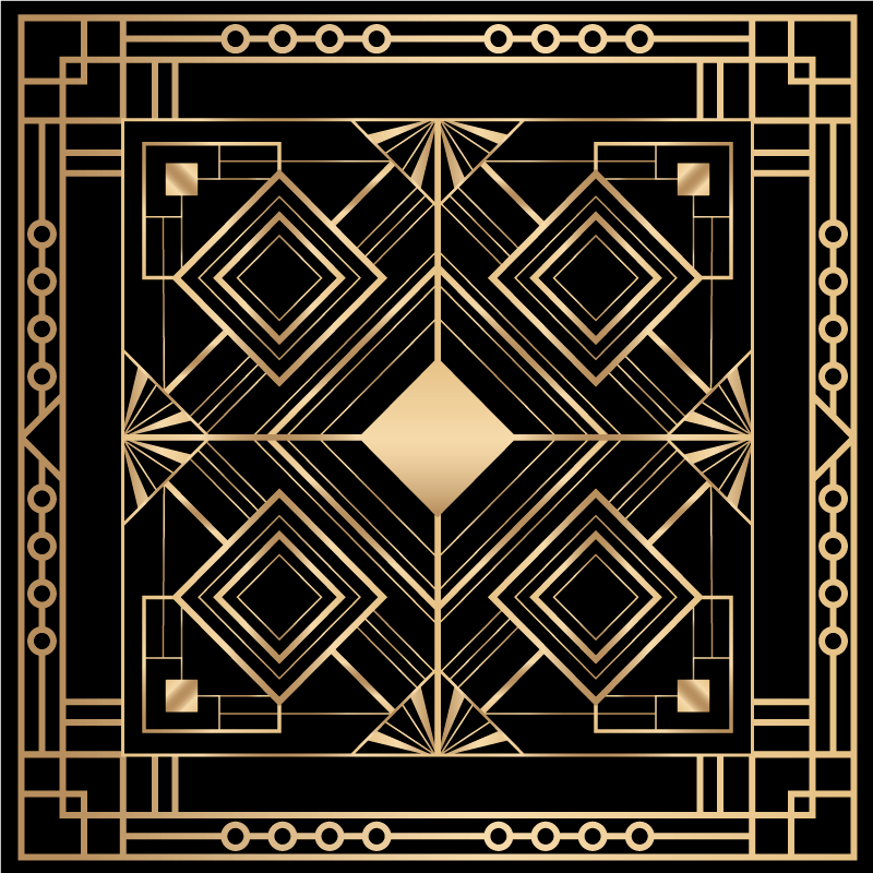 Modern art black and golden deco geometric rugs - TenStickers