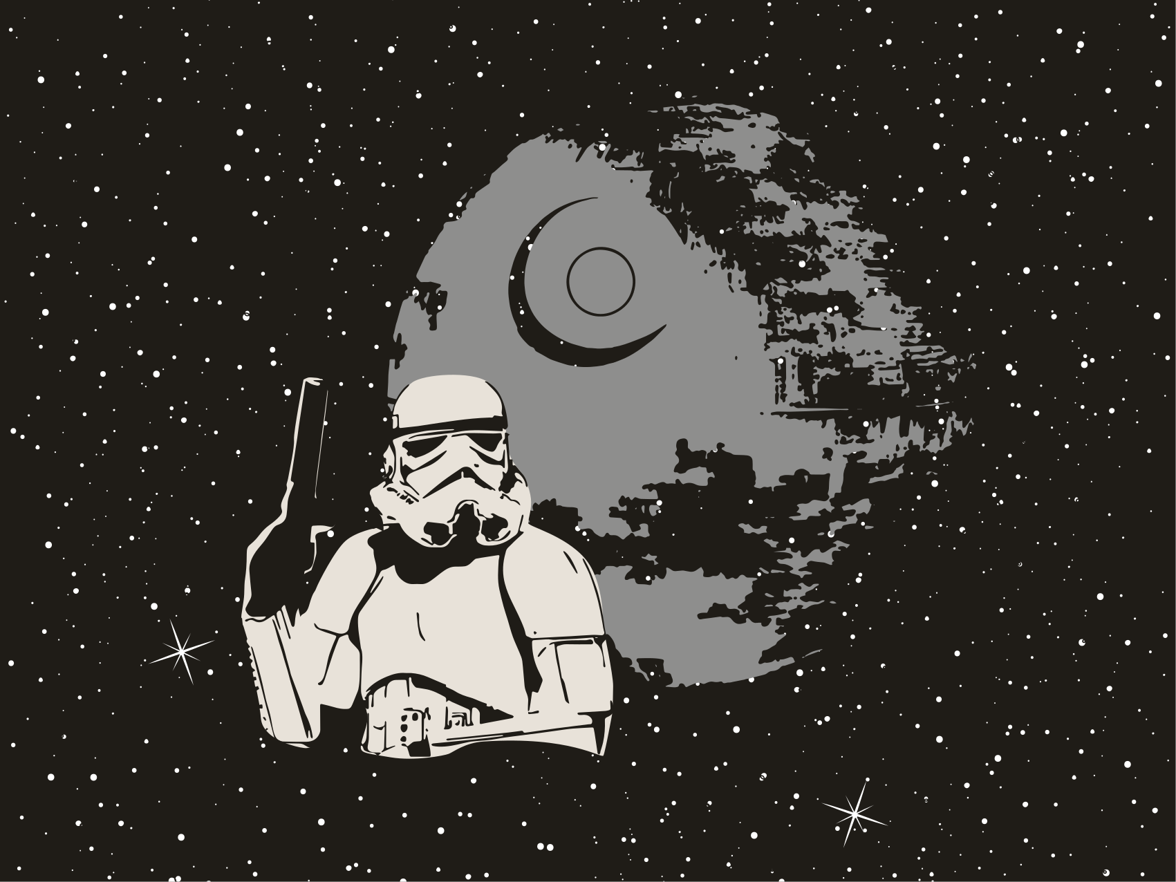 Space Stormtrooper Scene kids vinyl rug - TenStickers