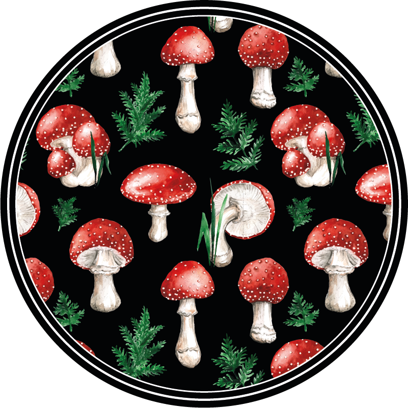 Mushroom forest motif nature vinyl rug - TenStickers