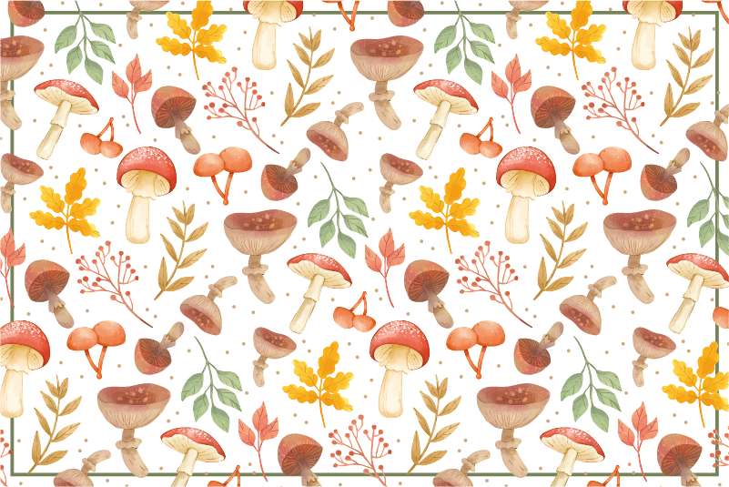 Colorful Mushroom Elements nature vinyl rug - TenStickers